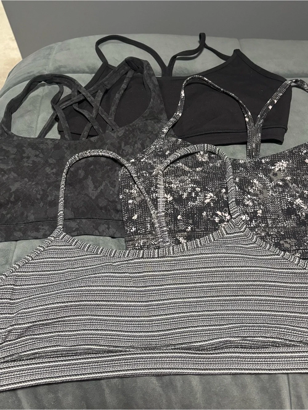 Lot of 4 Lululemon Black and Gray Sports Bras 3 size 10 1 size 8
